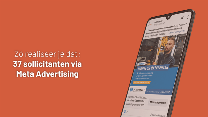 Campagnevisual: 37 sollicitanten via Meta Advertising.