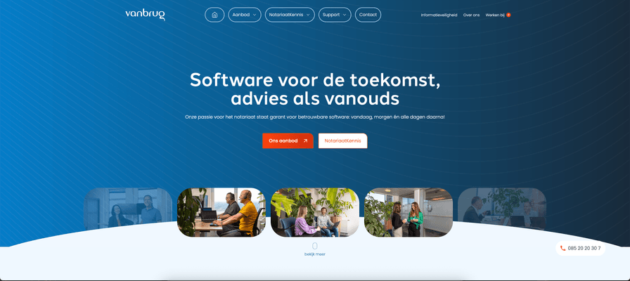 Schermafbeelding van de website van Van Brug Software