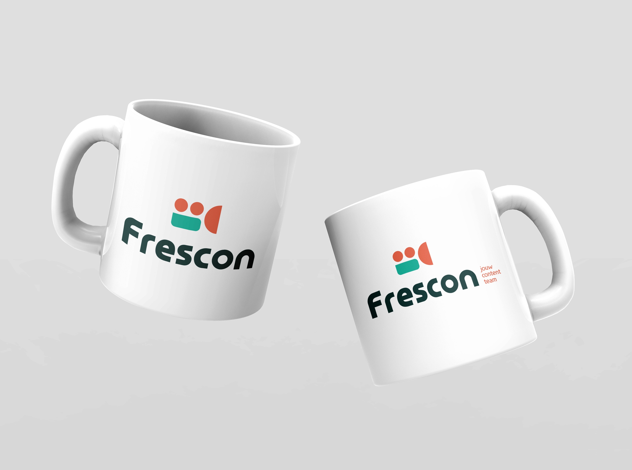 mockup afbeelding van mokken met Frescon logo