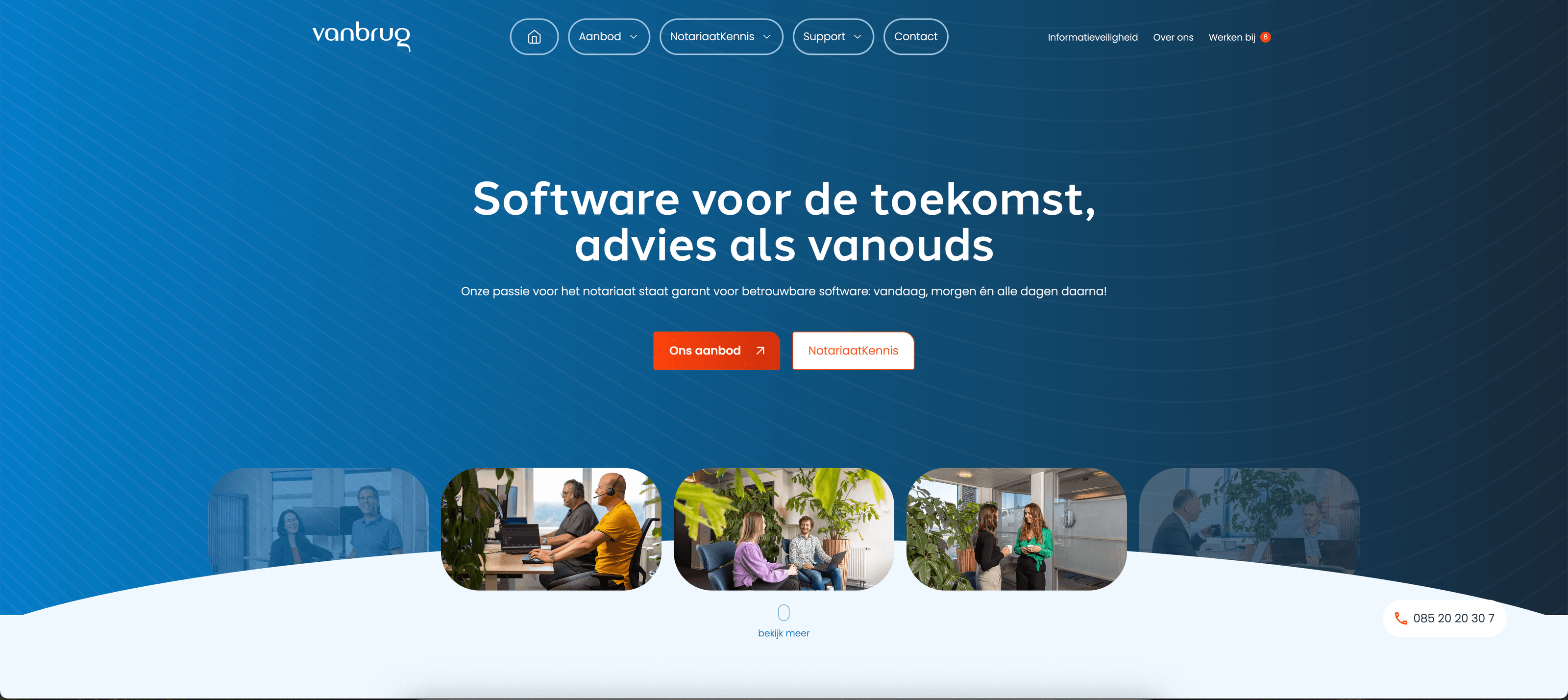 Schermafbeelding van de website van Van Brug Software